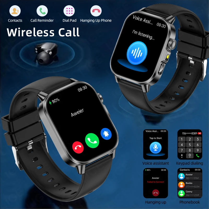 LIGE New ECG Smartwatch Men Heart Rate Blood Oxygen Uric Acid Monitor IP68 Waterproof 450mAh Health Smart Watches For Men Women