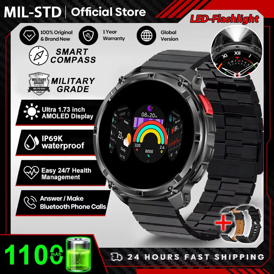Active Smart Fit T-Rex Ultra Watch — GPS, Compass, 1100mAh & IP69K Military Grade