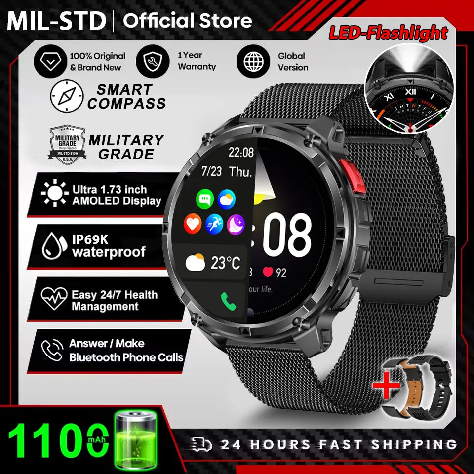 Active Smart Fit T-Rex Ultra Watch — GPS, Compass, 1100mAh & IP69K Military Grade