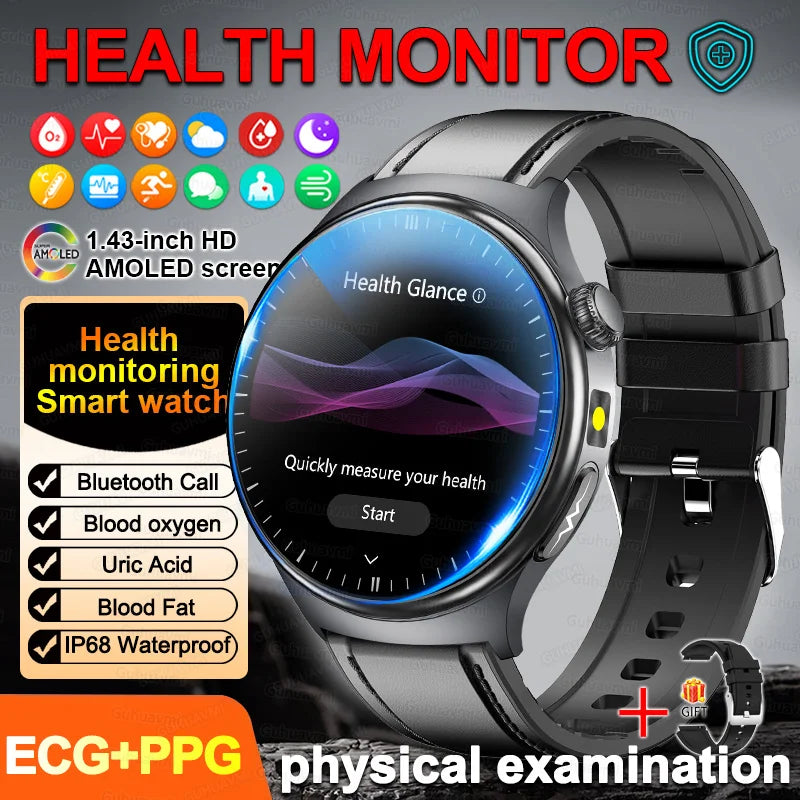 New Accurate ECG Smart Watch Blood Lipids Five Viscera Health Glance Body Temperature BT Call Sports Smart Watches For Men Women