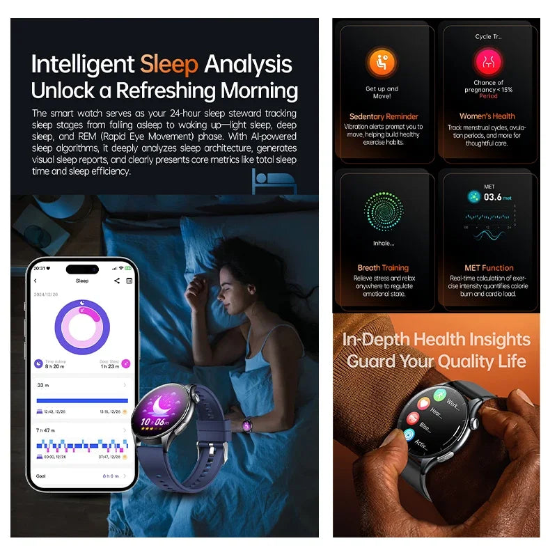 New Healthy Smart Watch ECG Detection Lipids Uric Acid Blood Oxygen Blood Pressure Men NFC Sleep Sport Clock BT Call Smart Watch