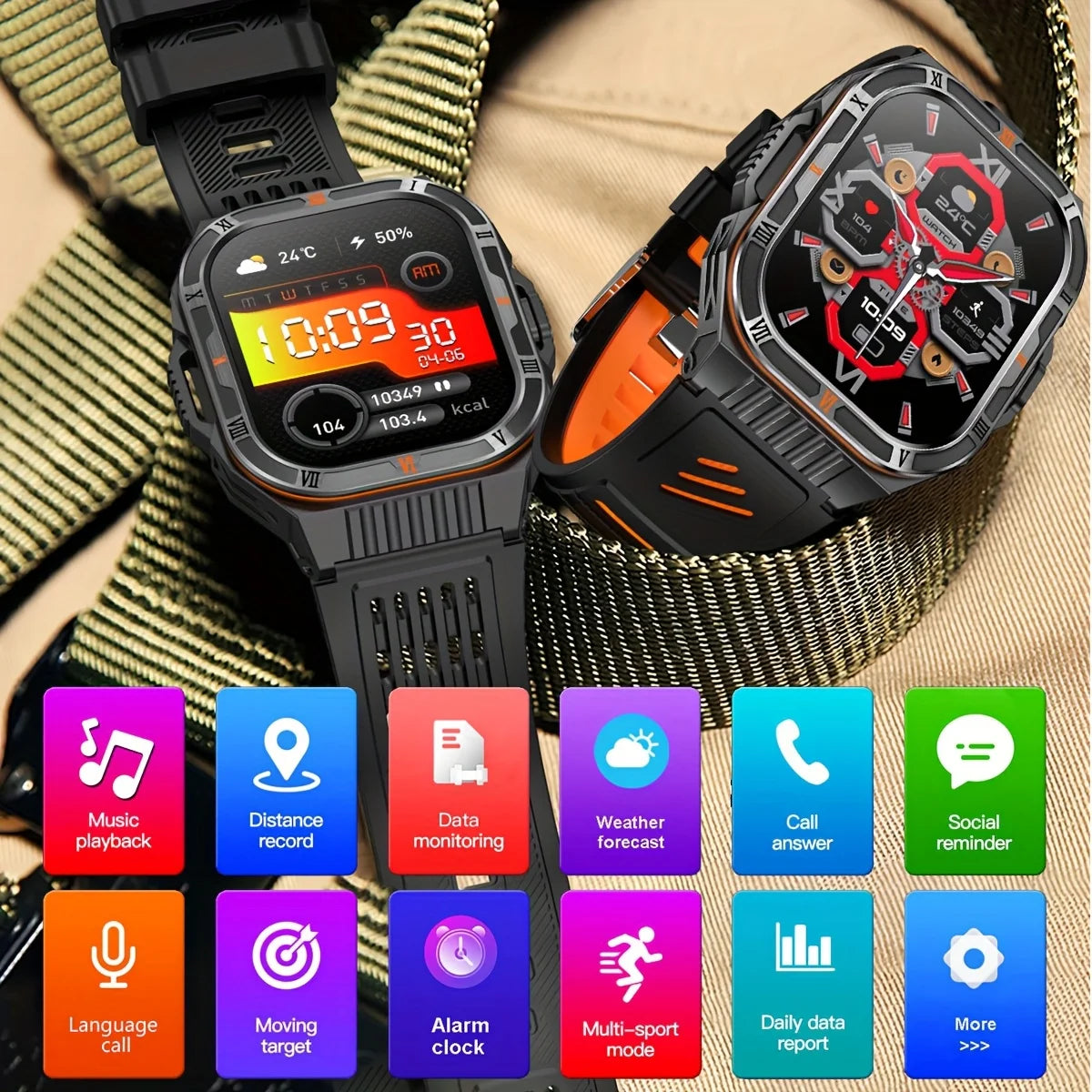 Active Smart Fit Endurance Watch — 2.01" HD, Bluetooth Call, Waterproof & 1100mAh Battery