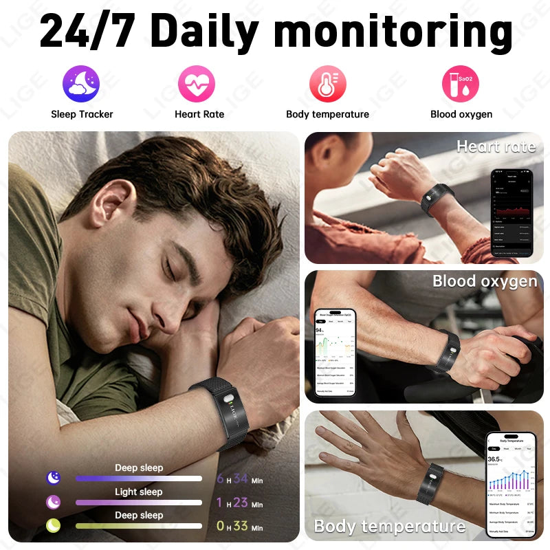 ECG Smart Bracelet Heart Rate Blood Pressure Waterproof Long Battery Life Fitness 2026 New NO Screen Smartwatch Sports Wristband