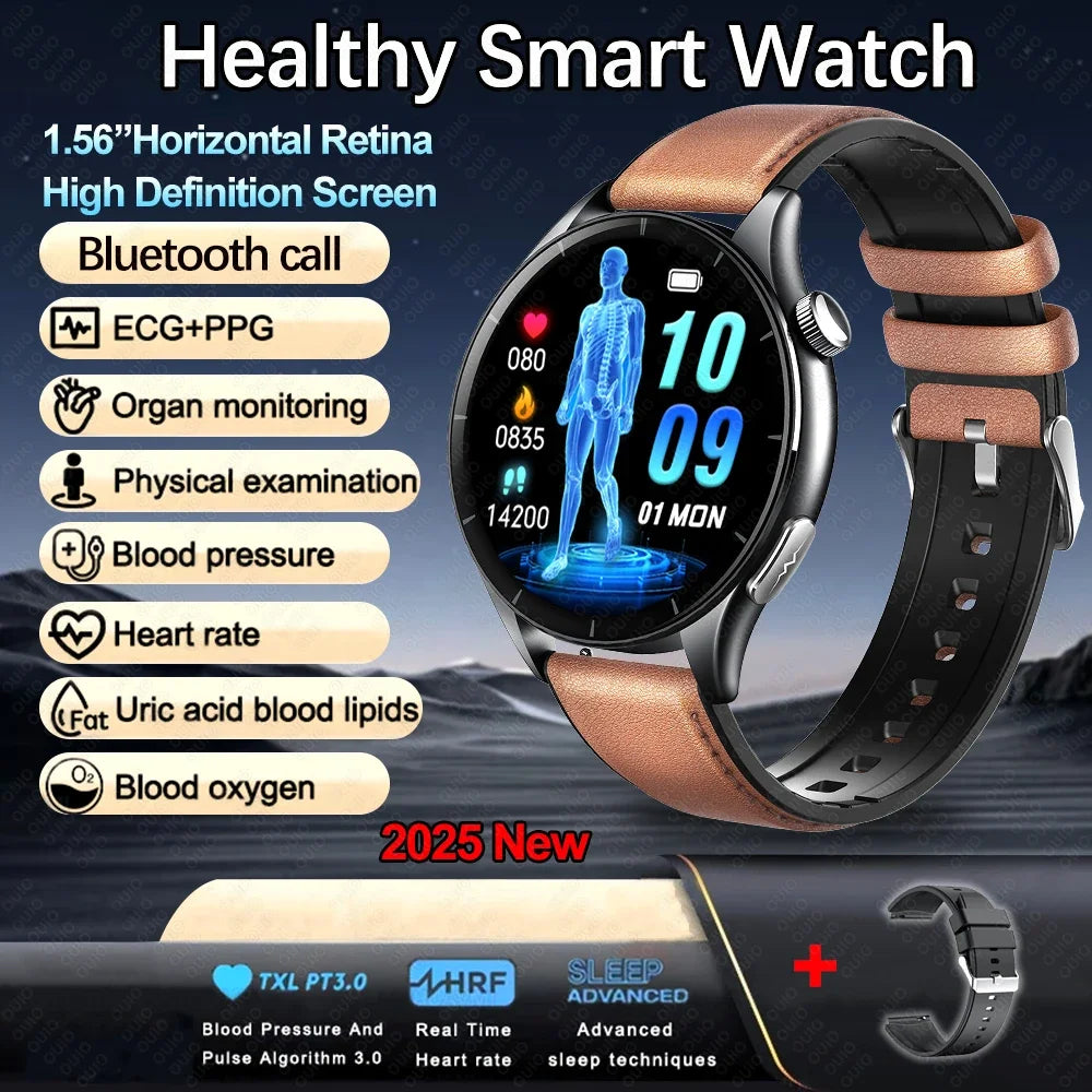 New Healthy Smart Watch ECG Detection Lipids Uric Acid Blood Oxygen Blood Pressure Men NFC Sleep Sport Clock BT Call Smart Watch