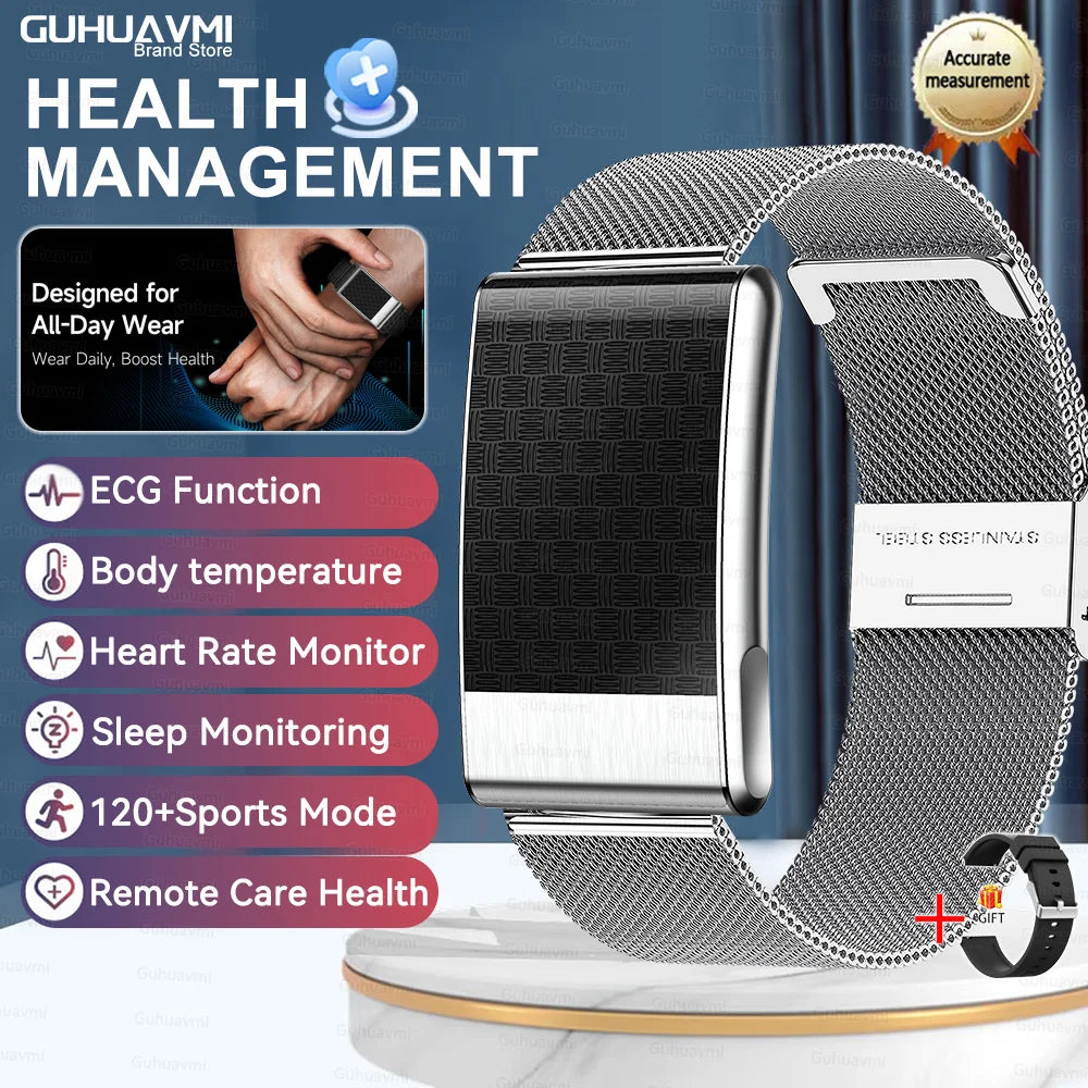 Men's ECG Health Smart Watch BMI Body Fat Measure Blood Lipids Uric Acid 120+ Sports Mode Screenless Smart Bracelet Women Gifts
