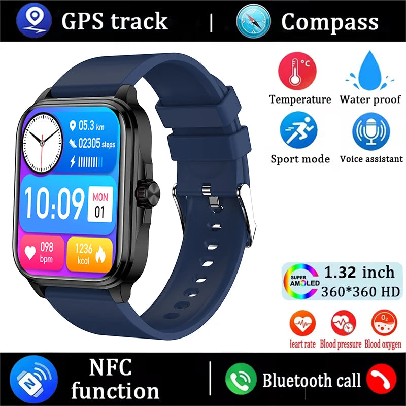 2026 New Health smart Watch Heart Rate Blood Oxygen Blood Pressure Monitoring Bluetooth Call GPS Movement Trajectory Smartwatch