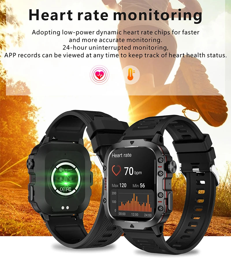 Active Smart Fit Military GPS Watch — 1.96", 5ATM, BT Call, Outdoor Sports & Health Monitor