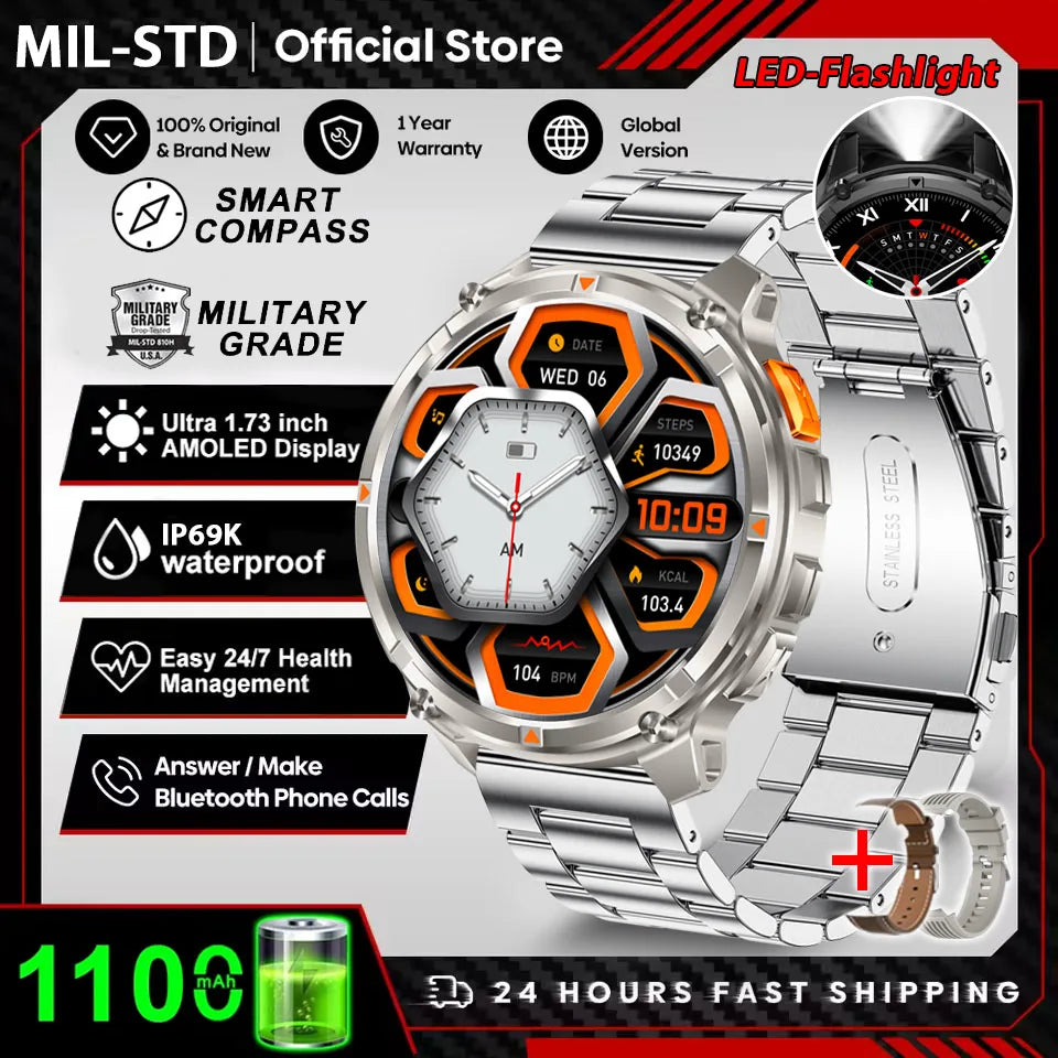 Active Smart Fit T-Rex Ultra Watch — GPS, Compass, 1100mAh & IP69K Military Grade