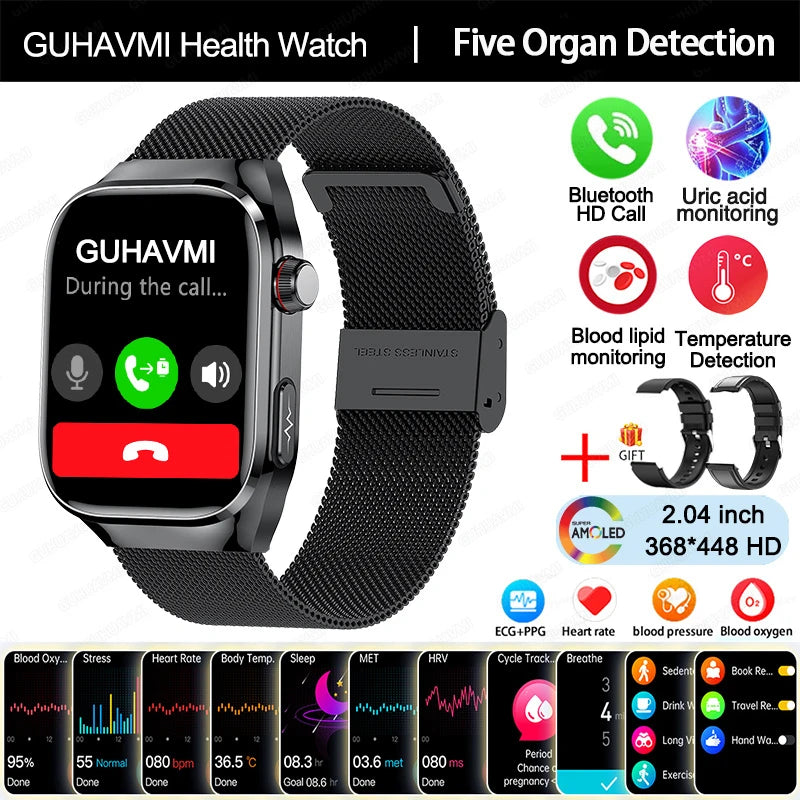 2025 New ECG Smart Watch Women BT Call Heart Rate Blood lipids Uric acid Health Monit Watches AI Voice 650mAh Sports Smartwatch