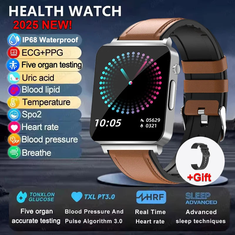 New ECG Heart Rate Smart Watch Men HD AMOLED Screen Sport Watches Uric Acid Blood Pressure Blood Lipid Health Smartwatch Women