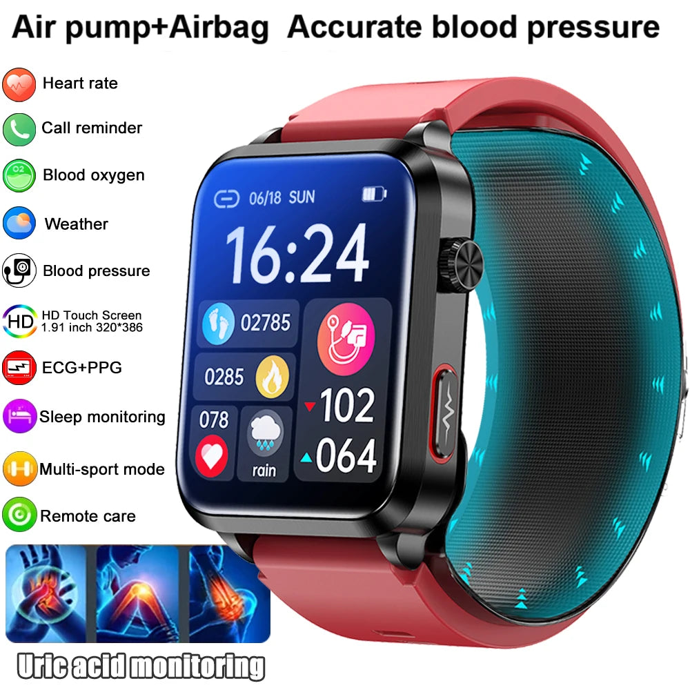 2025 New Smart Watch air Pump ECG True Accurately Blood Pressure Airbag health watch Uric Acid Blood Lipids waterproof watch men