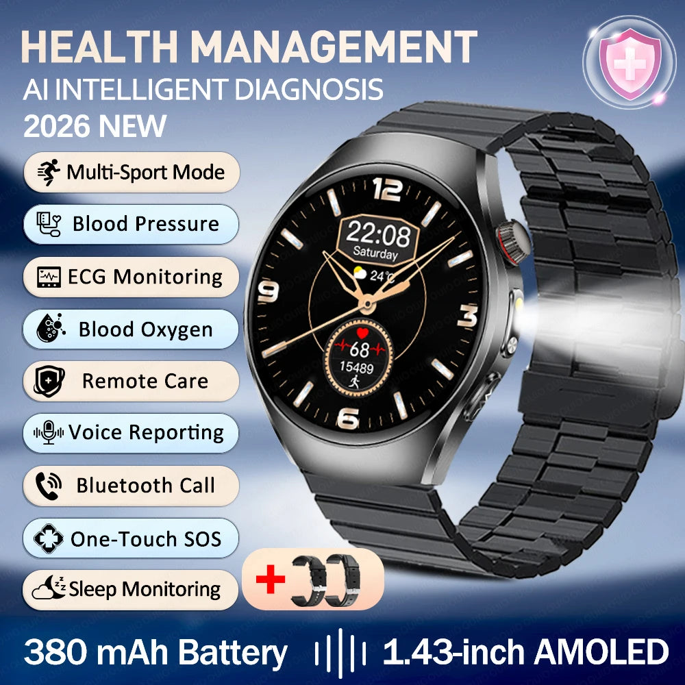 New ECG Smart Watch Micro Physical Examination Uric Acid Exercise Heart Rate Blood Pressure Blood Lipid BT Call Health Watch
