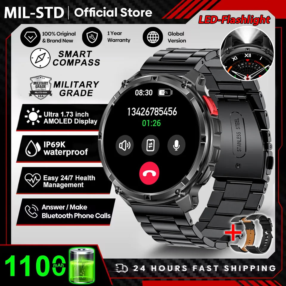 Active Smart Fit T-Rex Ultra Watch — GPS, Compass, 1100mAh & IP69K Military Grade