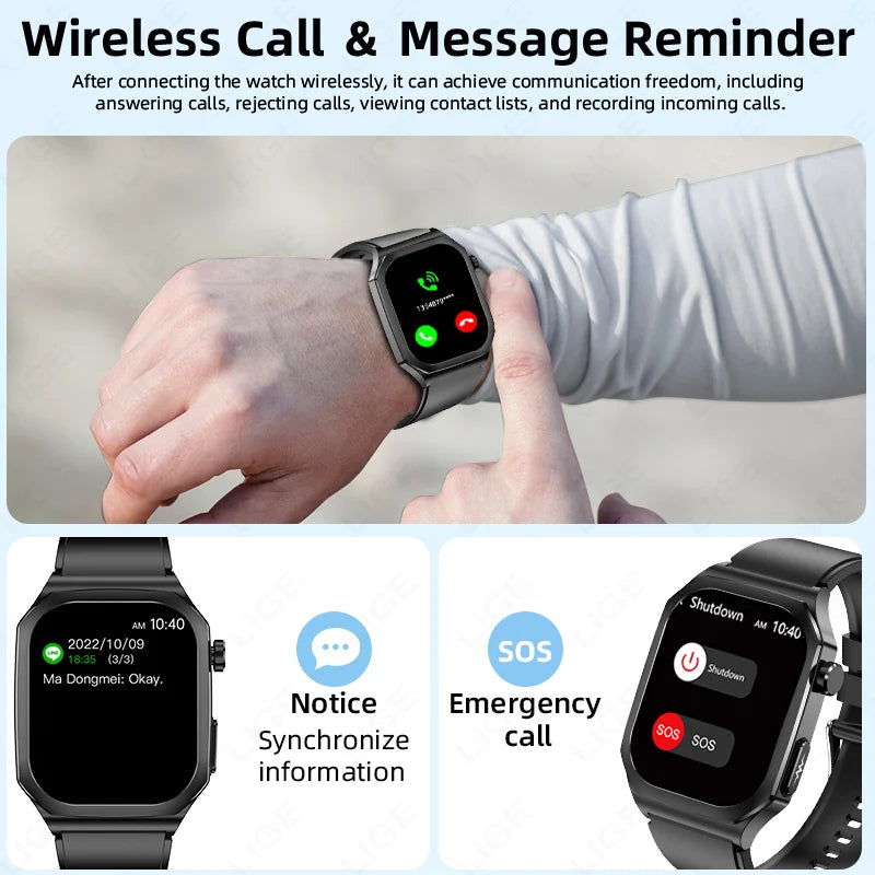 LIGE New AI Healthy Diagnose Smart Watch ECG PPG Blood Lipid Uric Acid Bluetooth Call Blood Pressure Health Smartwatch Men Women