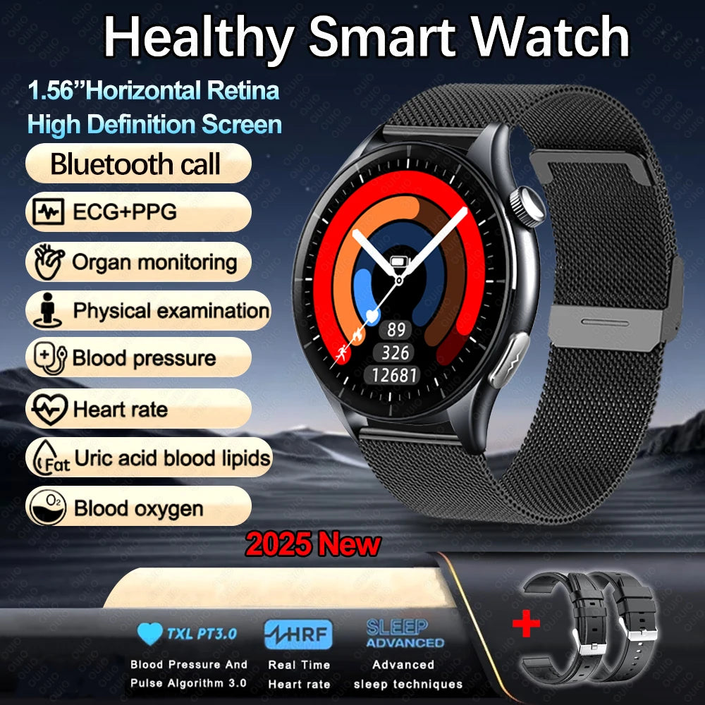 New Healthy Smart Watch ECG Detection Lipids Uric Acid Blood Oxygen Blood Pressure Men NFC Sleep Sport Clock BT Call Smart Watch