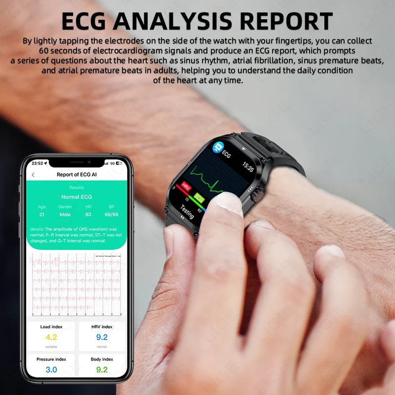 LIGE ECG+PPG Smart Watch Blood Lipid Uric Acid AI Diagnostic Detector Body Temperature Health Monitor Smartwatch Men Women New