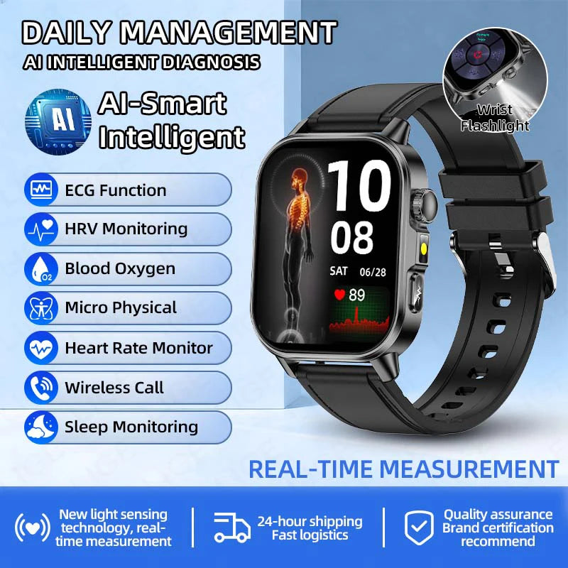 New ECG+PPG Smart Watch Women BT Call Heart Rate Blood lipid Uric acid AI Health Blood Pressure Monitor Watches Sport Smartwatch